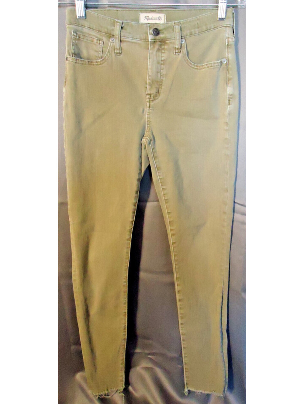 Madewell 9" High-Rise Skinny Jeans Green Raw-Hem Edition Size 26